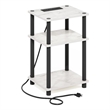 Furinno JUST 3-Tier Turn-N-Tube USB and Type-C Charging Port Marble White/Black