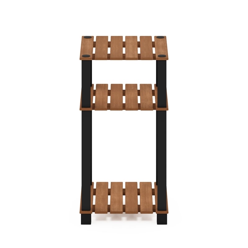 Furinno Pangkor 3-Tier Turn-N-Tube INDOor Outdoor Plant Shelf Wood Natural/Black