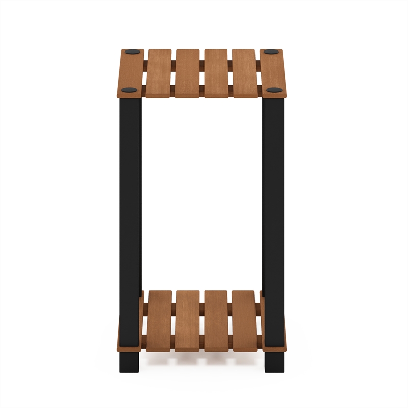 Furinno Pangkor 2-Tier Turn-N-Tube INDOor Outdoor Plant Shelf Wood Natural/Black