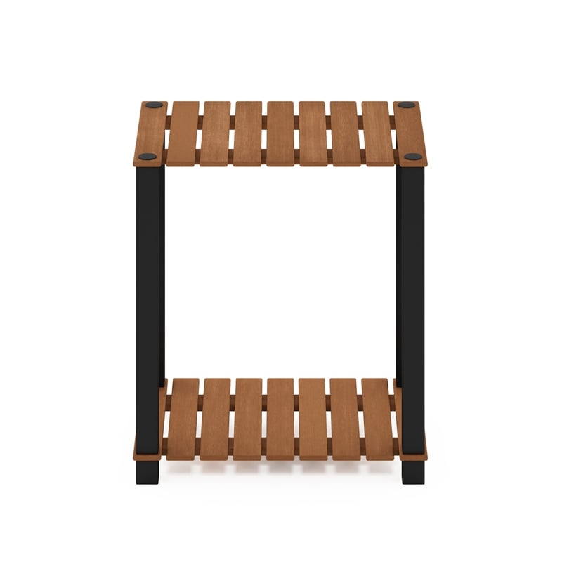 Furinno Pangkor 2-Tier Turn-N-Tube INDOor Outdoor Plant Shelf Natural/Black