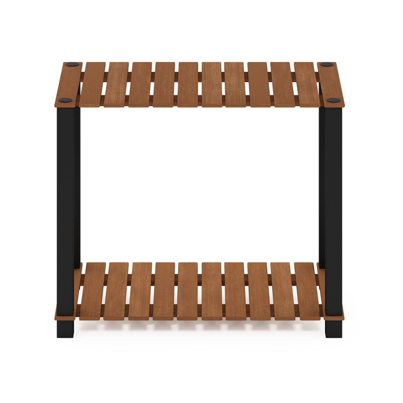 Furinno Pangkor 2-Tier Turn-N-Tube INDOor Outdoor Plant Shelf Natural/Black