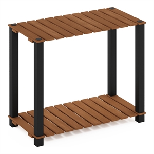 Furinno Pangkor 2-Tier Turn-N-Tube INDOor Outdoor Plant Shelf Natural/Black