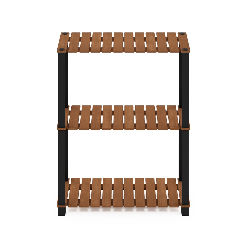 Furinno Pangkor 3-Tier Turn-N-Tube INDOor Outdoor Plant Shelf Wood Natural/Black