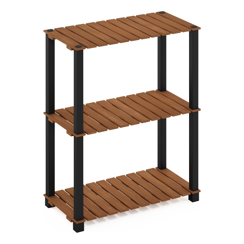 Furinno Pangkor 3-Tier Turn-N-Tube INDOor Outdoor Plant Shelf Wood Natural/Black