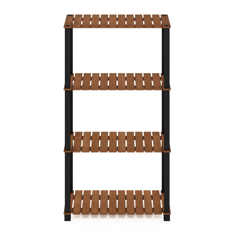 Furinno Pangkor 4-Tier Turn-N-Tube INDOor Outdoor Plant Shelf Wood Natural/Black