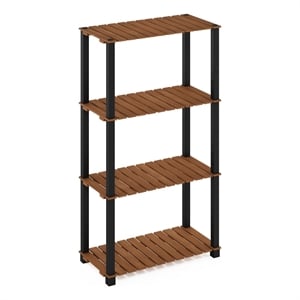 Furinno Pangkor 4-Tier Turn-N-Tube INDOor Outdoor Plant Shelf Wood Natural/Black