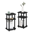Furinno JUST 3-Tier Turn-N-Tube Curve End Table in Side Table in Americano/Black