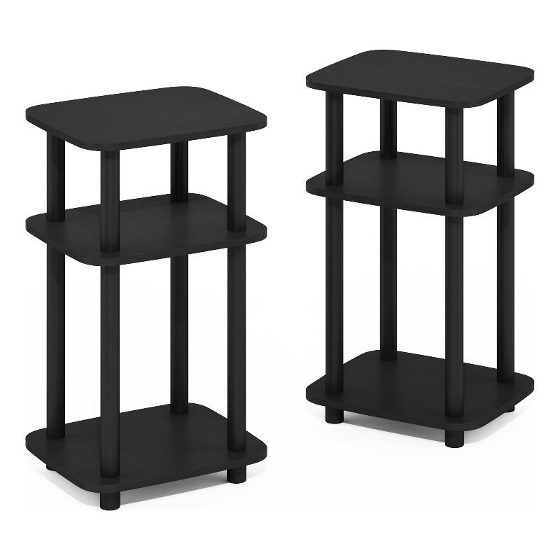 Furinno JUST 3-Tier Turn-N-Tube Curve End Table in Side Table in Americano/Black