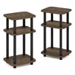Furinno JUST 3-Tier Turn-N-Tube Curve End Table in Side Columbia Walnut/Black