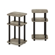 Furinno JUST 3-Tier Turn-N-Tube Curve End Table in Side Table French Oak/Black