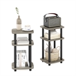 Furinno JUST 3-Tier Turn-N-Tube Curve End Table in Side Table French Oak/Black
