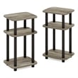 Furinno JUST 3-Tier Turn-N-Tube Curve End Table in Side Table French Oak/Black