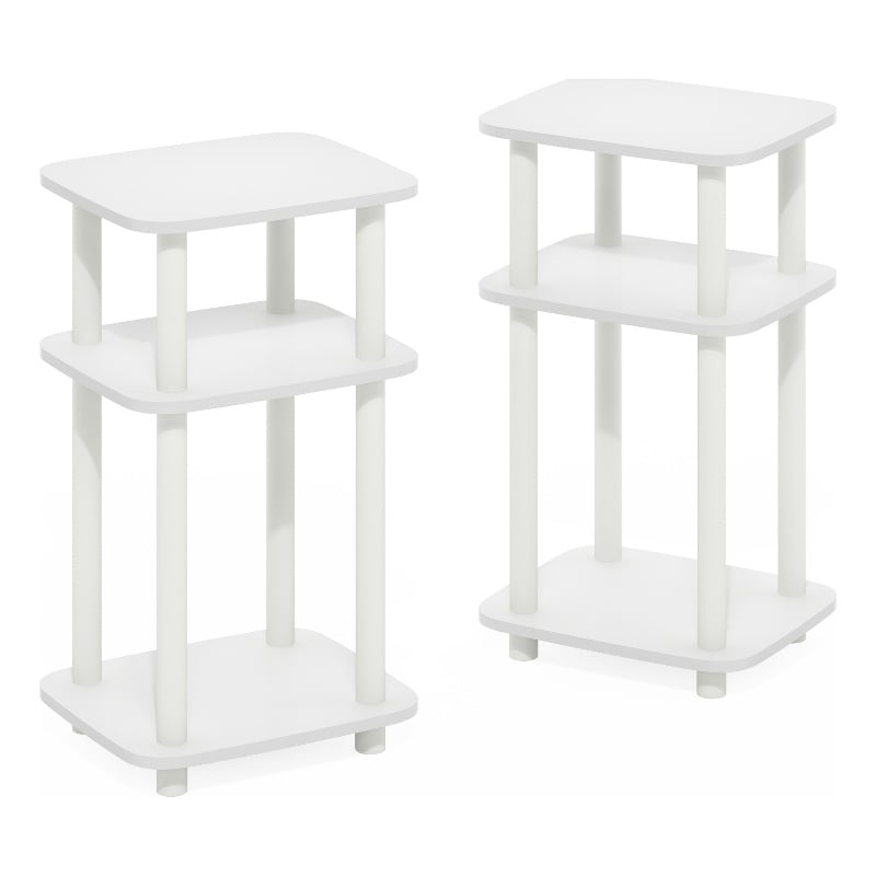 Furinno JUST 3-Tier Turn-N-Tube Curve End Table in Side Table in White/White