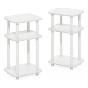 Furinno JUST 3-Tier Turn-N-Tube Curve End Table in Side Table in White/White