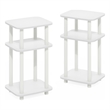 Furinno JUST 3-Tier Turn-N-Tube Curve End Table in Side Table in White/White
