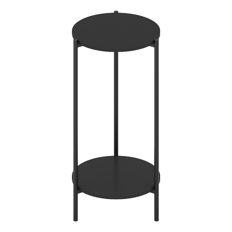 Furinno Besi 2-Tier Modern Tall Round Side End Table with Sturdy Metal Americano