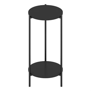 Furinno Besi 2-Tier Modern Tall Round Side End Table with Sturdy Metal Americano