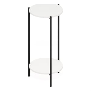 Furinno Besi 2-Tier Modern Tall Round Side End Table with Sturdy White/Black