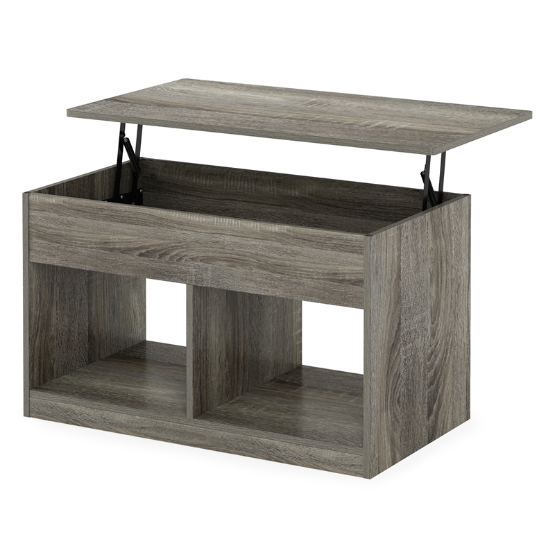 Furinno JENSEN Living Room Lift Top Coffee Table With Hidden French Oak Grey