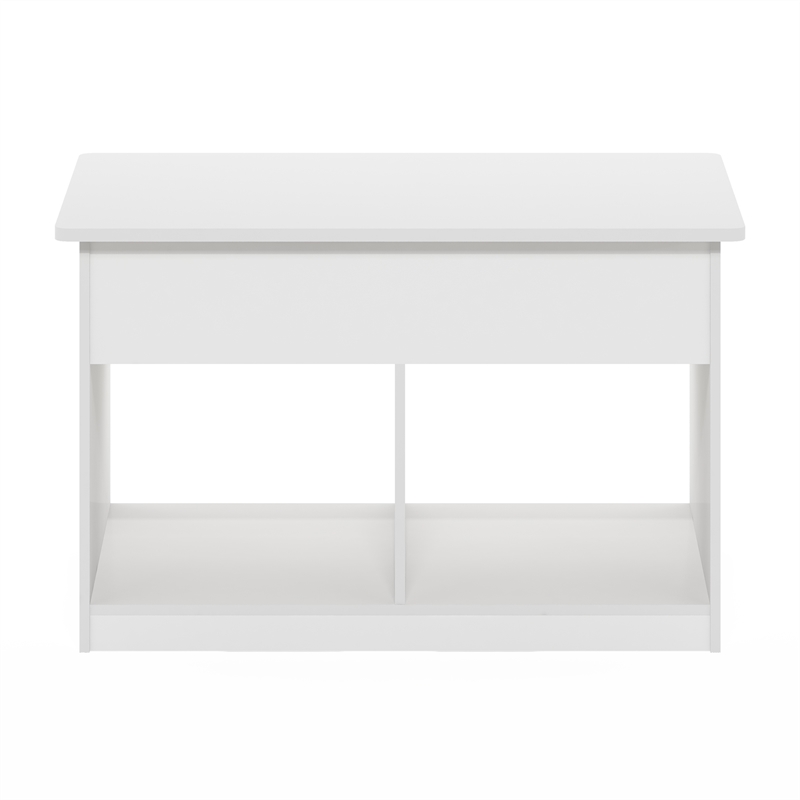 Furinno JENSEN Living Room Lift Top Coffee Table With Hidden Solid White