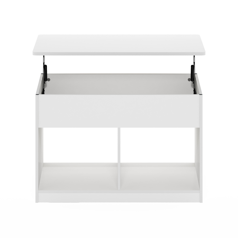 Furinno JENSEN Living Room Lift Top Coffee Table With Hidden Solid White