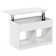 Furinno JENSEN Living Room Lift Top Coffee Table With Hidden Solid White