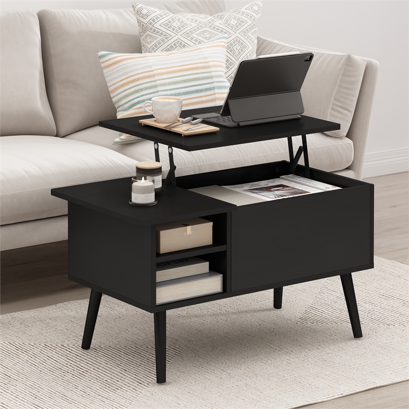 Furinno JENSEN Wooden Leg Lift Top Coffee Table With Hidden Americano