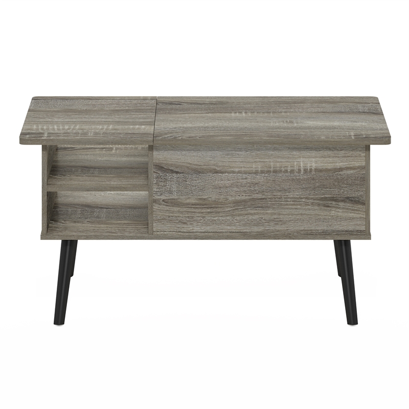 Furinno Jensen Wooden Leg Lift Top Coffee Table With Hidden French Oak Grey