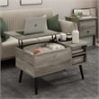 Furinno JENSEN Wooden Leg Lift Top Coffee Table With Hidden French Oak Grey