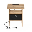 Furinno ANDREY USB and Type-C Port Charging Station End Flagstaff Oak/Black