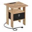 Furinno ANDREY USB and Type-C Port Charging Station End Flagstaff Oak/Black