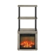 Furinno TURN-N-TUBE 2-Tier Tall TV Entertainment Side French Oak Grey/Black
