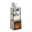Furinno TURN-N-TUBE 2-Tier Tall TV Entertainment Side French Oak Grey/Black