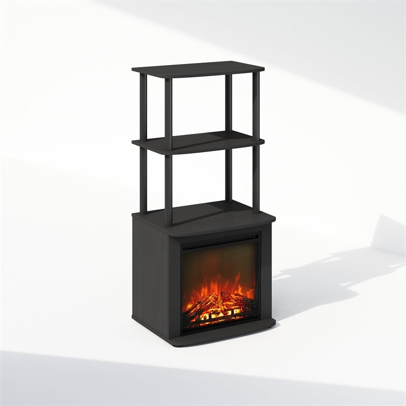 Furinno TURN-N-TUBE 2-Tier Tall Side Table Display Rack with No Americano/Black