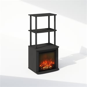 Furinno TURN-N-TUBE 2-Tier Tall Side Table Display Rack with No Americano/Black