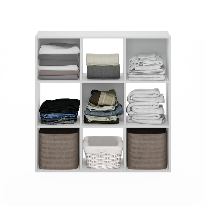 Furinno PELLI CUBIC Multipurpose Clothing & Closet Storage Organizer Shelf White