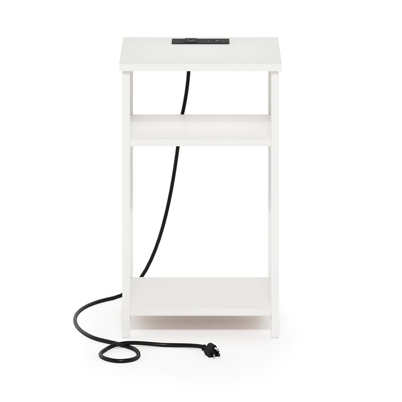 Furinno MORETTI 3-Tier Metal Frame Open Storage Side Table in End White/White