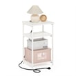 Furinno MORETTI 3-Tier Metal Frame Open Storage Side Table in End White/White