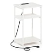 Furinno MORETTI 3-Tier Metal Frame Open Storage Side Table in End White/White