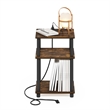 Furinno JUST 3-Tier Turn-N-Tube Open Storage Side Table in End Amber Pine/Black
