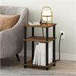 Furinno JUST 3-Tier Turn-N-Tube Open Storage Side Table in End Amber Pine/Black