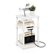 Furinno JUST 3-Tier Turn-N-Tube Open Storage Side Table in End Table White/White