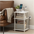 Furinno JUST 3-Tier Turn-N-Tube Open Storage Side Table in End Table White/White