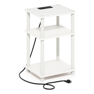Furinno JUST 3-Tier Turn-N-Tube Open Storage Side Table in End Table White/White