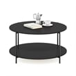 Furinno Besi 2-Tier Modern Round Coffee Table Table with Sturdy Americano/Black