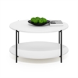 Furinno Besi 2-Tier Modern Round Coffee Table Table with Sturdy White/Black