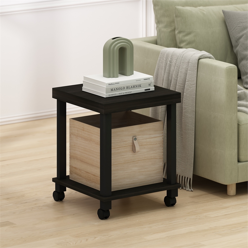 Furinno TURN-N-TUBE CLASSIC 2-Tier End Table in Side Table with Espresso/Black