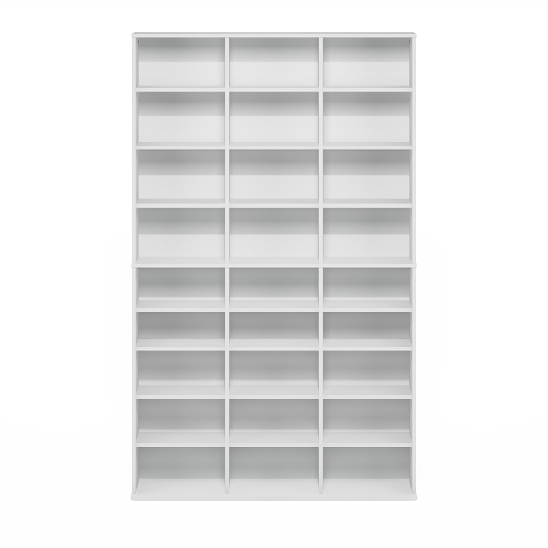 Furinno JAYA 24-Shelf Multimedia Media Storage Tower Rack with AdJUSTable White