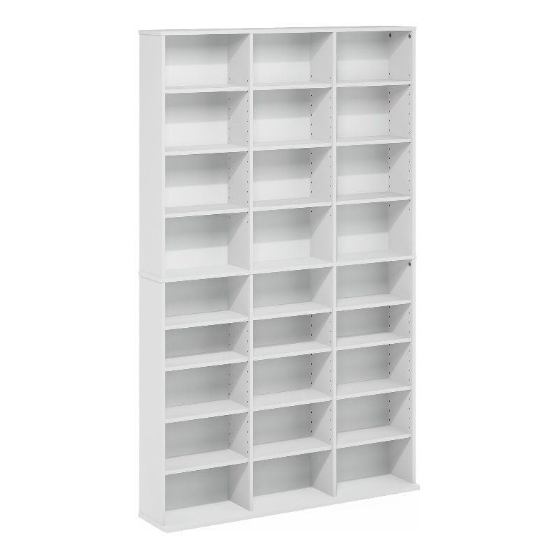 Furinno JAYA 24-Shelf Multimedia Media Storage Tower Rack with AdJUSTable White