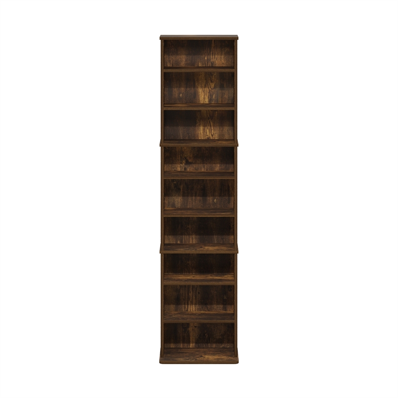 Furinno JAYA 9-Shelf Multimedia Media Storage Tower Rack with Amber Pine